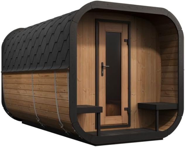 Model CL12GCP, Cube-Series Outdoor Home Sauna Suite Kit, Up to 8 Persons (Sauna Heater and Sauna Stones Included) (HIVE MINI 11 WiFi - Glass)