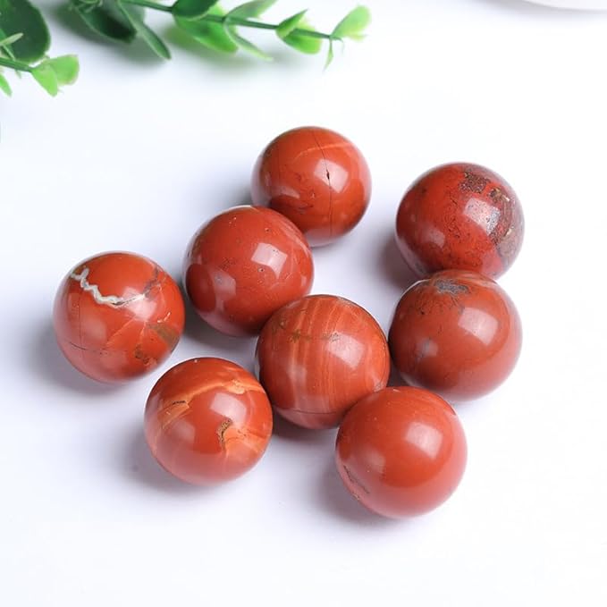 5-6CM/1.97-2.36inch Magical Natural Red Jasper Stone Ball Quartz Crystal Mineral Reiki Treatment Home Office Degaussing Decoration Collection Gem(Red Jasper, 50-60mm)