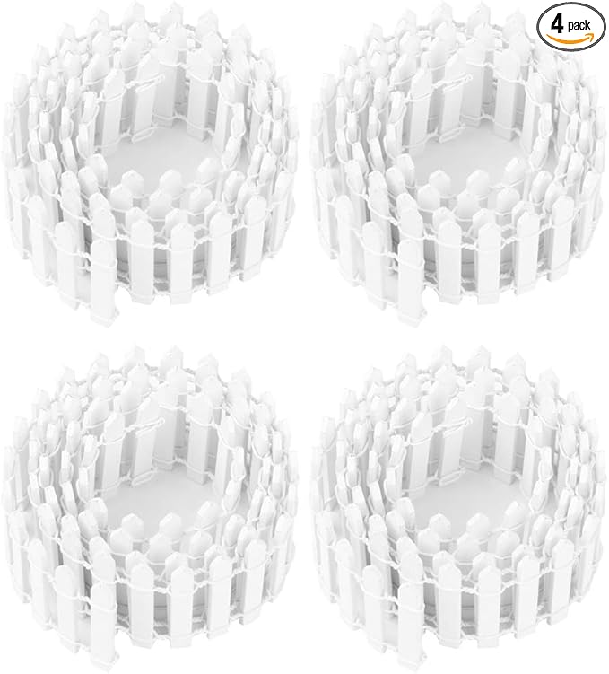 35 Inches Long Miniature Fairy Garden Fence Mini Wood Picket Fence Decorative Fence for Succulent Plant Pot DIY Diorama Project Height 2 inch 4-Pack (White)