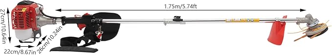 26CC Weed Wacker, 650W Gasoline Grass Trimmer, 8500R/Min Lawn Brush Cutter, 2-Stroke Cordless Garden Mower with Grass Baffle & Funnel for Lawn Pond Side Weed Removal Landscaping