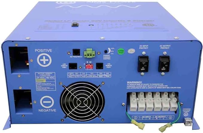 AIMS Power 4000 Watt 24 VDC Pure Sine Inverter Charger 120 VAC Output 55A Charger 30A Transfer Switch ETL Cert to UL 458/1012/1741 Standards CSA PICOGLF4024120UL
