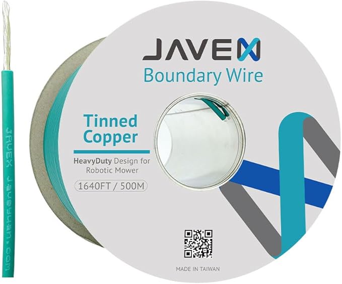 JAVEX Robotic Mower Boundary Wire Cable- Tinned Copper Heavy Duty Universal for Gardena, Husqvarvna, Worx & Other Lawn Auto-Mower Brands Installation Kit [3.4mm, 24x0.25mm] Green, 500M/1640ft