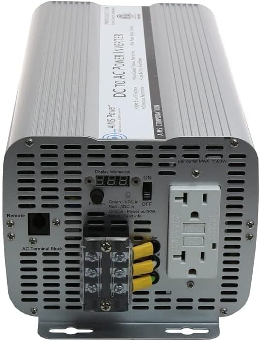 AIMS Power 3000 Watt / 6000 Watt Peak Modified Sine Power Inverter 12 Volt DC to 120 Volt AC ETL Listed with Remote