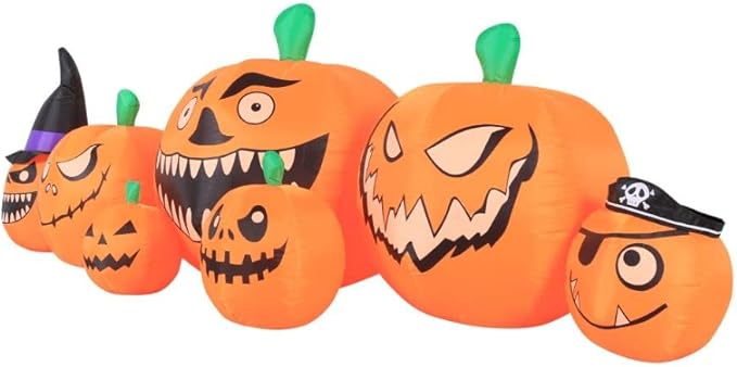 Novelty Lights Occasions Pumpkin Patch Halloween Inflatables, Pumpkin Yard Decoration, Outdoor Halloween Party Décor, 8.5 Feet