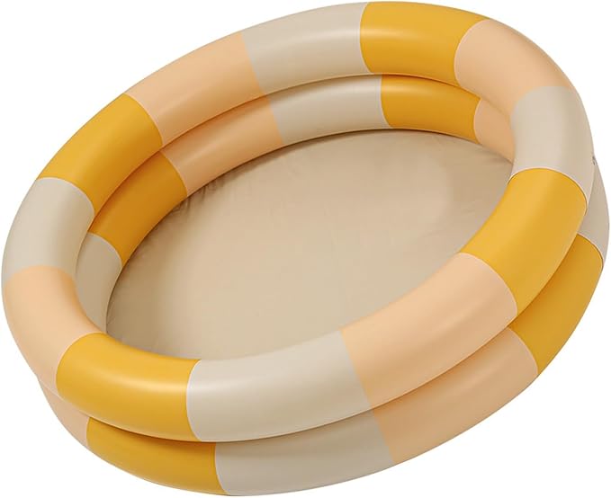 Inflatable Baby Retro Swimming Pool Family Cute Style Thickened Water Pool for Kids Indoor Outdoor Play (Yellow Stripe)