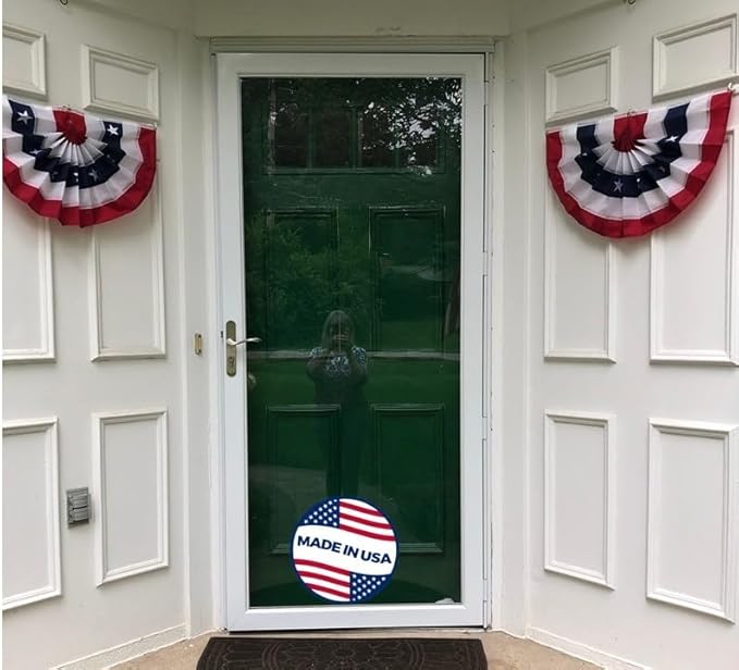 Made in America by Old Glory Bunting. American Pleated Fan Flag Bunting. 1 x 2 ft Embroidered Stars & Sewn Stripes USA Indoor/Outdoor Nylon Bunting Banner. Perfect for July 4th and America 250 events.