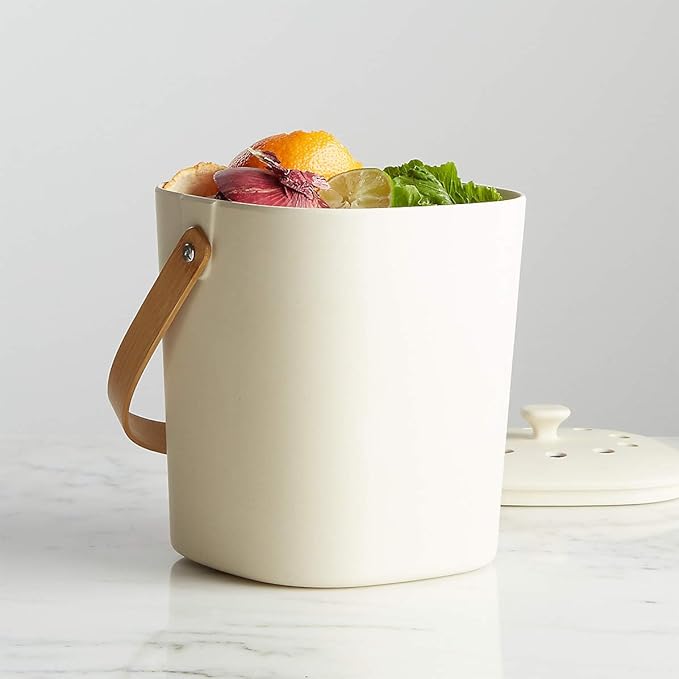 Bamboozle Countertop Compost Bin Kitchen | 1 Gallon | Odorless Composting Bin with Filters | Indoor Compost Bin with Lid | Plant Based Kitchen Composter for Food Scraps & Waste Recycling | Natural