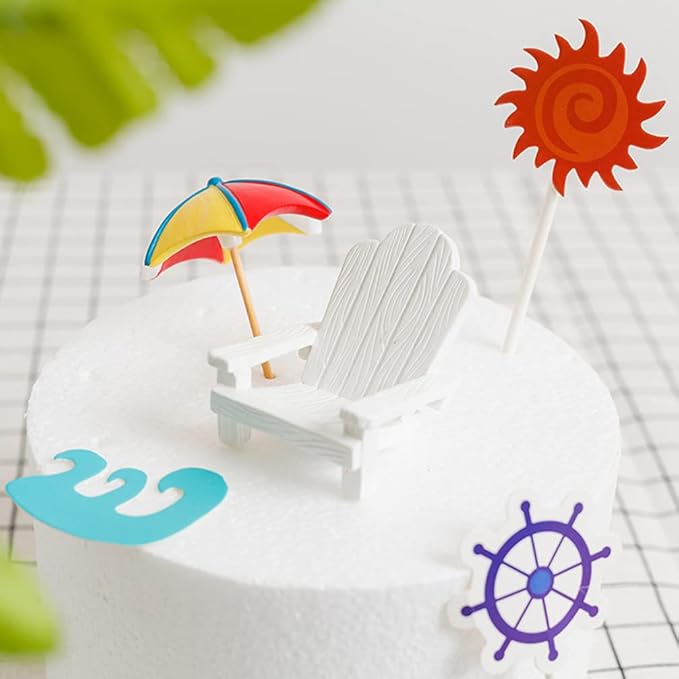 TOYANDONA 2pcs Beach Zen Garden Decor Mini Chair Sun Umbrella Sandbox Accessories Nautical Miniature Doll House Ornament Kits for DIY Fairy Garden Plant Cake Decoration