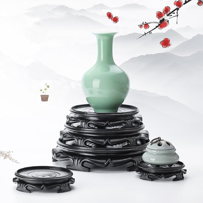 GOLDY&WENDY Waterproof Round Vase Base Imitation Wood Resin Lamp Teapot Display Stand Home Decoration Pedestal