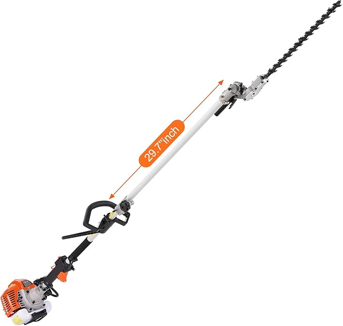 VEVOR Gas Hedge Trimmer 2 Cycle with Extension Pole, 15.7-inch 26cc Gas Powered Pole Hedge Trimmer with Dual Sided Dual Action Blade, Great for Trimming Shrubs, Bushes, w/EPA, CE and EMC Certification