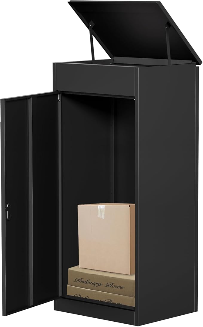 Package Delivery Boxes for Outside,Enlarged Porch Box for Packages with Coded Lock,Large Space,Waterproof,Cold-Rolled Steel Package Lock Box (19.7”x16.1”x41.3”)