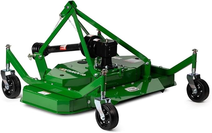 Titan Attachments 3 Point PTO Finish Mower, 60" Cutting Width, Category 1 Hitch, Rear Discharge, Requires 25-40 HP Tractor, Low-Noise Cast Iron Gearbox, Green Finish