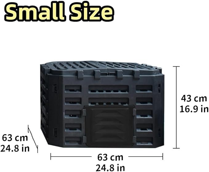 Large Fertilizer Fermentation Box, Plastic Compost Bin, Lightweight Outdoor Composting Box Suitable for Garden, Courtyard and Kitchen(Black,Small)
