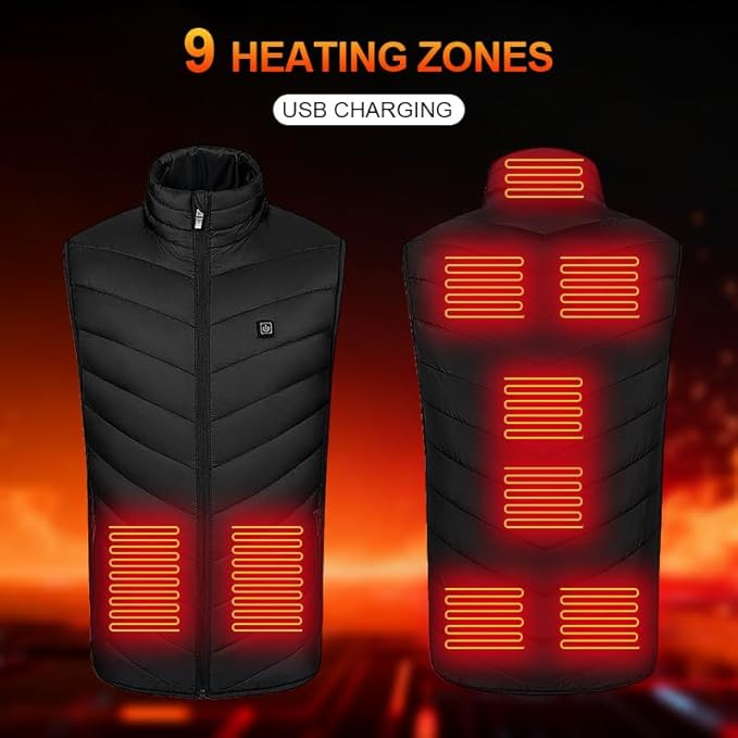 Heated Vest for Men Women with 9 Heating Zones and Rechargeable Battery Pack, Heated Jackets for Winter