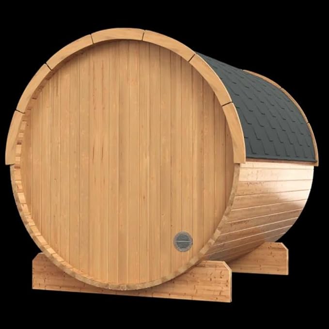 ZONEMEL Outdoor Barrel Steam Sauna, Canadian Hemlock Sauna Room for 3-4 Person with 4.5KW ETL Certified TOULE Heater, Rocks, 8mm Tempered Glass, Waterproof System