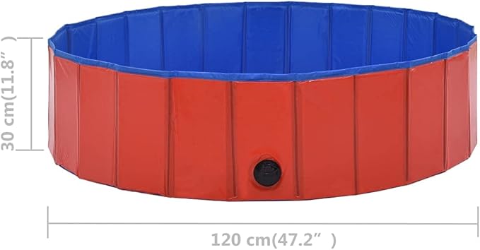 Foldable Dog Swimming Pool, Foldable Pet Swimming Pool, Portable Dog Pool, Bath Pool Collapsible Dog Pet Pool Bathing Tub, 47.2"x11.8" PVC Red
