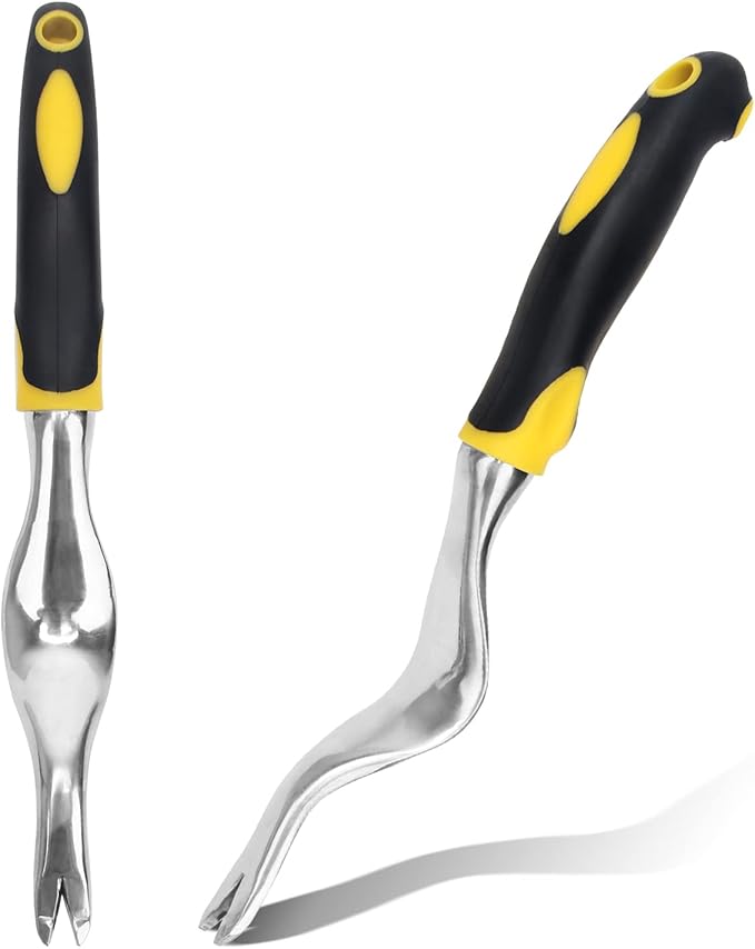 Hand Weed Puller Tools Garden Crack Weed Remover Tool Aluminium Manual Weed Pulling Tools with Ergonomic Rubberized Grip for Garden Lawn Farmland Yard Transplant（2Pcs）