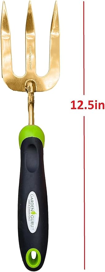 Garden Guru Titanium Hand Weeder Fork Tool – Rust Resistant – Ergonomic Handle – Great for Planting, Spreading Mulch, Weeding, Loosening & Transplanting Soil (2 Pack)