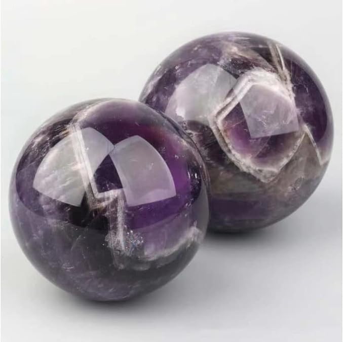 StoneStory Amethyst Crystal Sphere Ball with Wood Stand Large Healing Crystals Sphere Sculpture Home Office Decoration Fengshui Meditation He