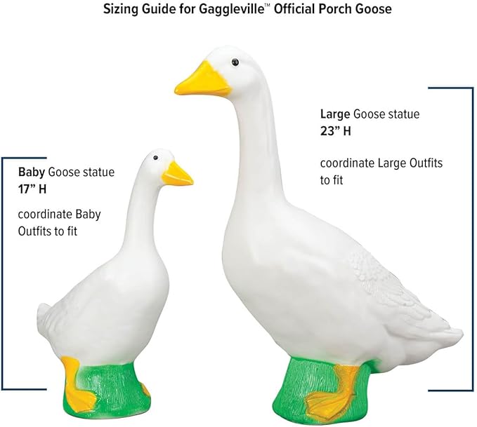 Goose Summer Bundle, Includes One Large 23 inch White Goose and Three Summer Outfits Bundle, Sun, Bikini and Fisherman Goose Outfits Included
