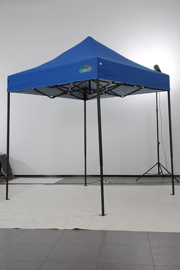 COBIZI 6.6x6.6 Pop Up Canopy Without Sidewall,Heavy Duty Canopy UPF 50+ All Season Wind Waterproof Commercial Outdoor Party Tents for Parties Canopy Gazebo with Storage Bag(6.6 x 6.6 ft Blue)