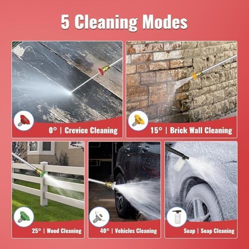 Pressure Washer, 5000PSI Max Power Washer with 500ML Foam Cannon, High Pressure Cleaning Machine with 4 Connect Nozzles for Cars Patio Driveways Home Cleaning