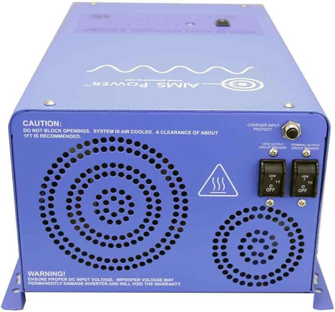 AIMS Power 1000 Watt / 3000 Watt Peak Pure Sine Inverter Charger 12 Volt DC to 120 Volt AC ETL Listed with LCD Remote