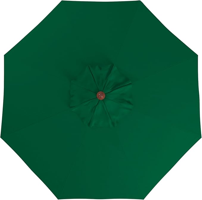 California Umbrella 9' Premium Commercial Hardwood Patio Umbrella, Manual Lift With Sunbrella Forest Green Fabric