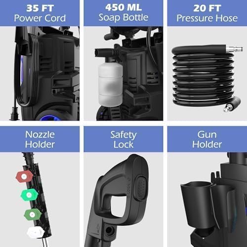 Pressure Washer -4800PSI Power Washer with Foam Cannon, High Pressure Cleaning Machine with 4 Connect Nozzles for Cars/Patio/Driveways/Home Cleaning