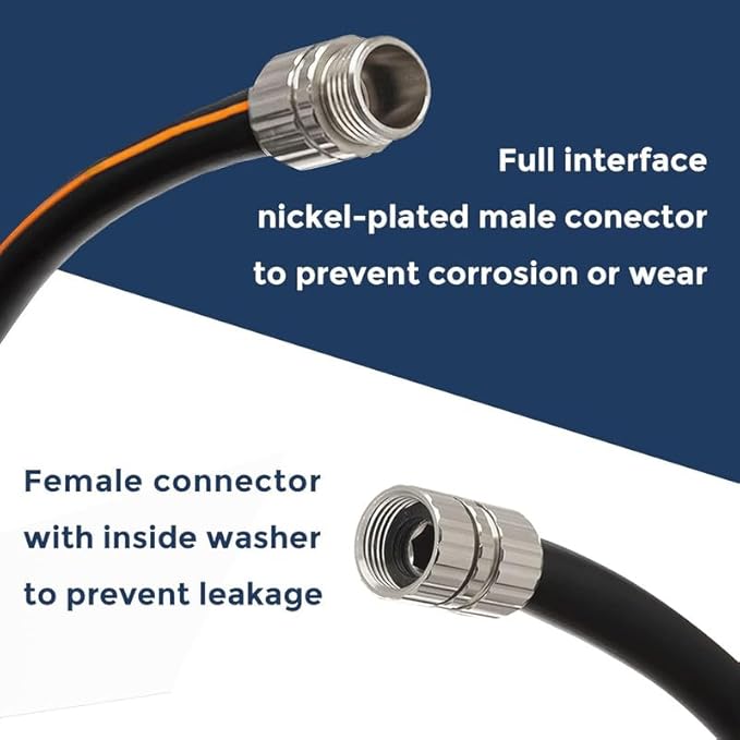 Giraffe Tools Leader Hose 12ft x 5/8", Custom Length, Heavy Duty, No Kink, Flexible, Rubber Garden Hose, Leakproof Water Hose with Male to Female Fittings, 600 Burst PSI