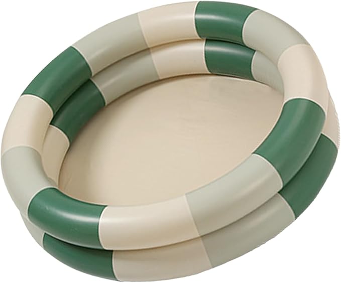 Inflatable Baby Retro Swimming Pool Family Cute Style Thickened Water Pool for Kids Indoor Outdoor Play (Green Stripe)