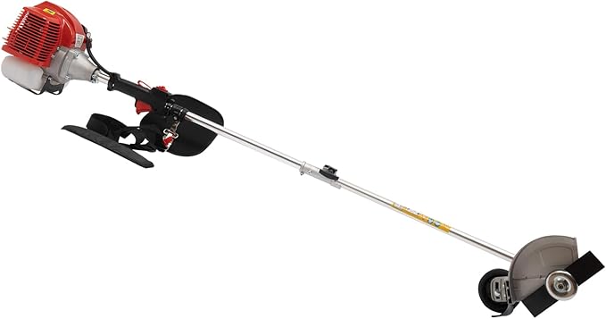 Gas Powered String Trimmer, 4 Stroke Air-Cooled Cordless Lawn Edger Gasoline Weed Eater with 2 Blade Heads for Garden Lawn Grass Hedge Trimmer (35.9CC, 0.75KW)