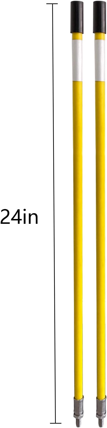 Snow Plow Blade Markers Guides Kit 24''304 Stainless Steel Vertical Stud Mount Joint Never Break Never Rust High Visibility Fit for Boss Western plows and More (Yellow)