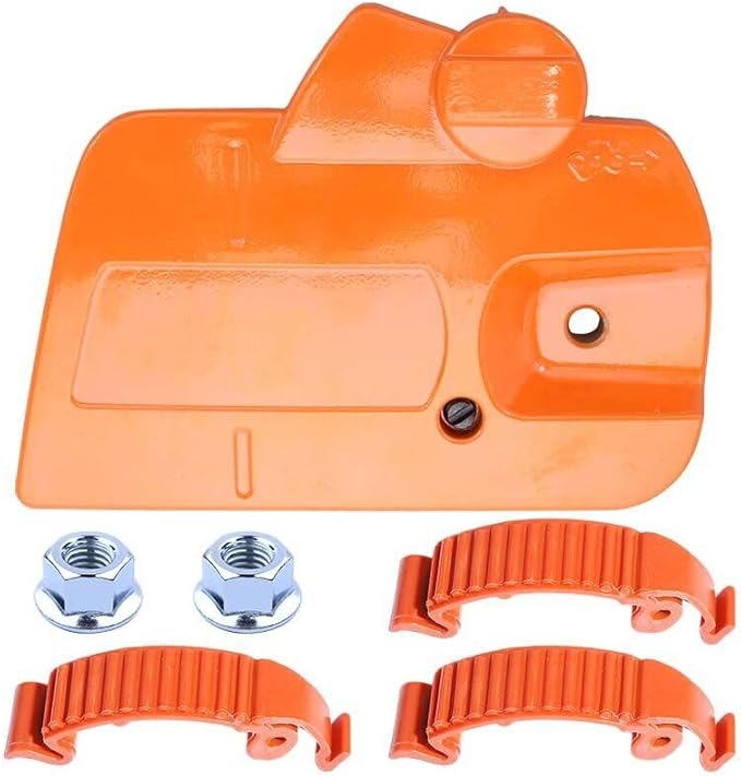 440 Chain Brake Assembly Side Clutch Cover for Husqvarna 440 Chainsaw, Husky 440e II Chainsaw Clutch Cover with Brake Assy & Bar Nuts Buckle Clips Kit,Clutch Cover Chain Saw Parts 501388203