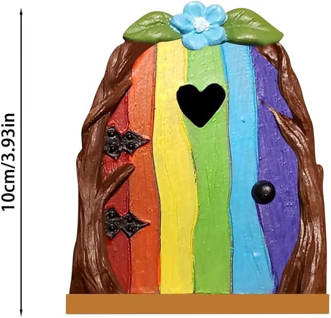 Multicolour Streak Mini Fairy Garden Door for Tree, 3D Miniature Fairy Door for Fairytale Tiny House Doors, Bonsai Terrarium Micro Landscape Decoration Accessories Garden Miniatures