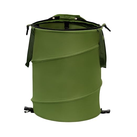 Collapsible Pop Up Trash Can, Outdoor Recycling Bin 13.8x15.8 in, 600D Oxford Cloth Yard Waste Bags, Camping Trash Can With Clip and Zip Lid (1Pcs-Green 10 Gallons)
