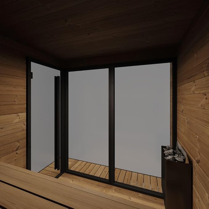 GL6 Outdoor Sauna Kit, Garden Luxury-Series Outdoor DIY Sauna Kit, Thermo-Spruce, up to 6 Persons Bundles (Sauna Heater and Sauna Stones Included) (HIVE MINI 11 WiFi - Black)