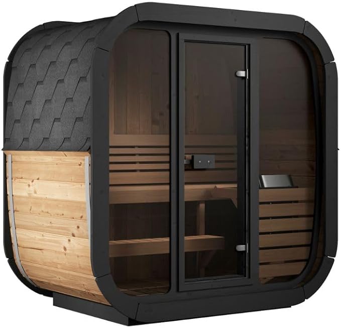 Model CL4G, Cube-Series Outdoor Home Sauna Kit, Up to 3 Persons (Sauna Heater and Sauna Stones Included)