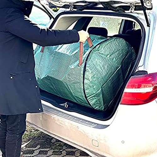 79 Gallons Lawn Leaf Bags, Yard Waste Bag, Reusable Gardening Leaf Collet Bag, Patio Garden Weed Bag, Leaf Collector Storage Bin, Trash Can with Lid & 4 Handles - Extra Large & Heavy Duty Leaf Bag
