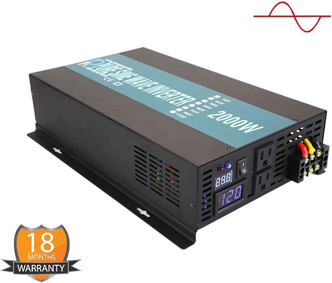 WZRELB 2000W 12V 120V Pure Sine Wave Solar Power Inverter with Remote Control Switch,RBP200012VCRT