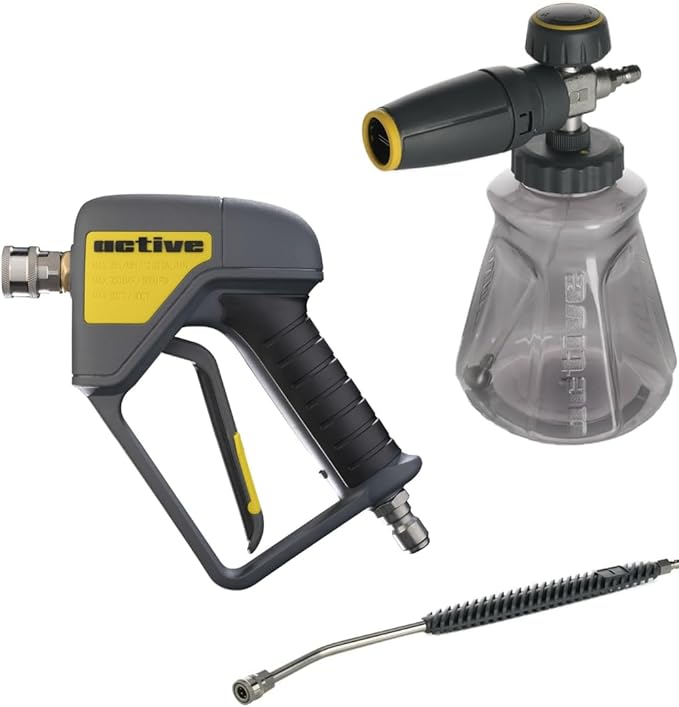 ACTIVE Pressure Washer Gun + Pressure Washer Foam Cannon + 20" Pressure Washer Lance for All types of Pressure Washers