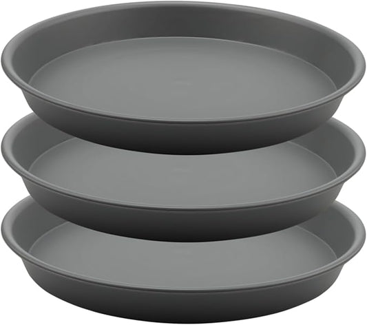 TITE Plant Saucer Heavy Large Planter Durable Thicker Plastic Plant Trays for Indoors and Outdoor,Plant Saucer Drip Trays (Grey, 14 inch)