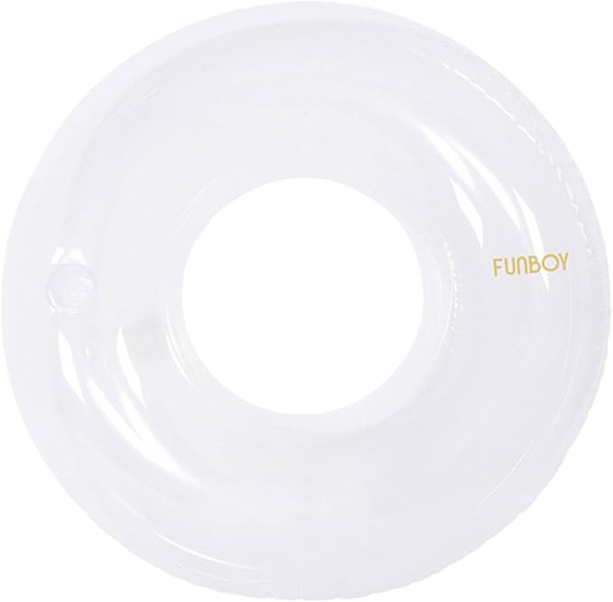 FUNBOY Giant Super Clear Inftlatable Ring Tube Float, 48" Transparent Oversized Design with Cup Holder