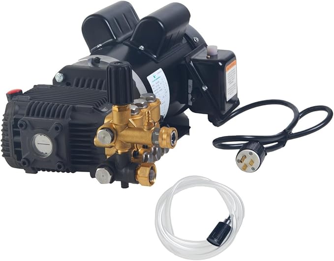Canpump 1500 PSI 2 GPM Pressure Washer Pump Assembly with 2 HP 120 V Motor – Triplex Power Washer Pump, Fully Serviceable, External Unloader – For Cars, Driveways, Siding, Decks & Patios