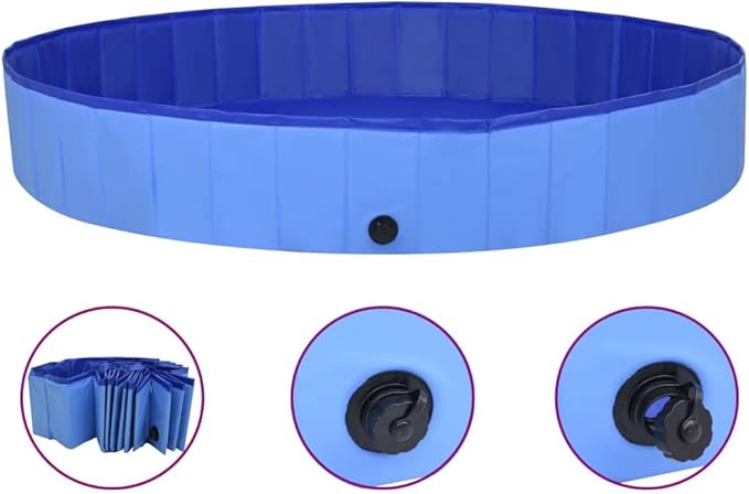 Foldable Dog Swimming Pool, Foldable Pet Swimming Pool, Portable Dog Pool, Bath Pool Collapsible Dog Pet Pool Bathing Tub, 78.7"x11.8" PVC Blue