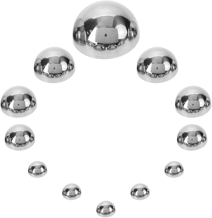 HANABASS 12Pcs Gazing Balls Reflective Hemisphere Stainless Steel Garden Mirror Globe Polished Ornament Sphere Hollow for Home Outdoor Pond Housewarming Swimming Pool Decoration