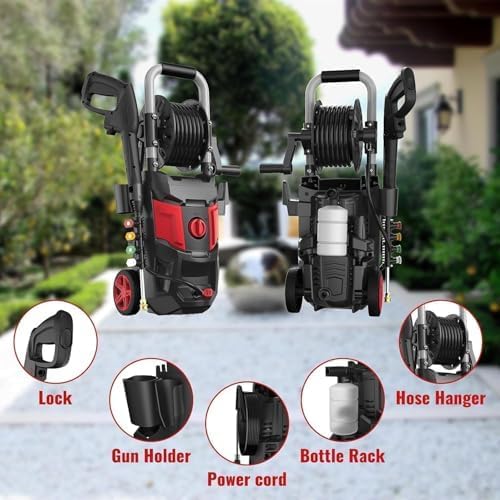 Pressure Washer, 5000PSI Max Power Washer with 500ML Foam Cannon, High Pressure Cleaning Machine with 4 Connect Nozzles for Cars Patio Driveways Home Cleaning