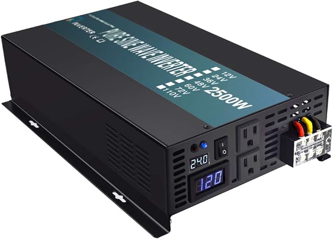 WZRELB 2500W Pure Sine Wave Solar Power Inverter Generator 24V DC to 120V AC Converter Car Inverter