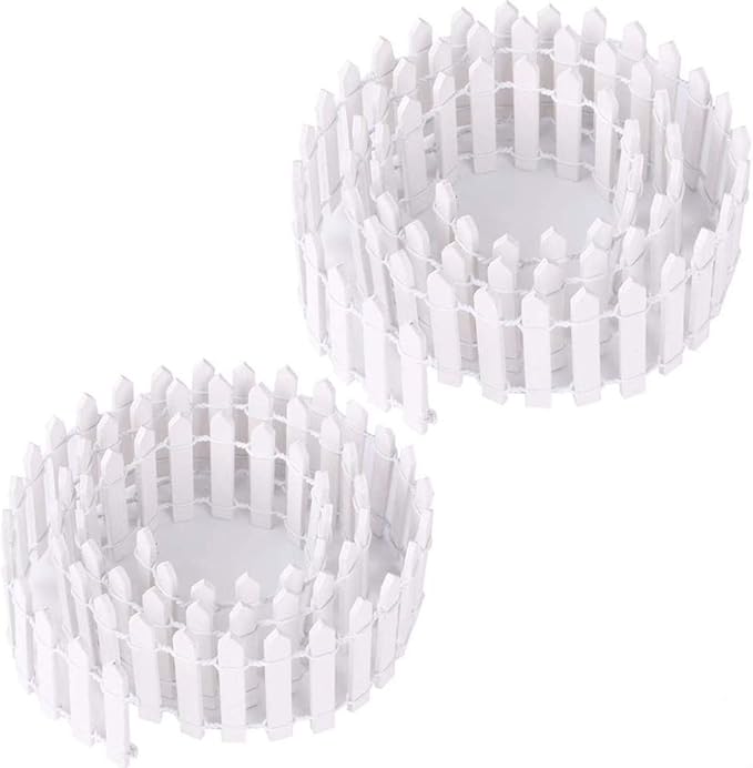 35 Inch 2-Pack Miniature Fairy Garden Fence Wood Decorative Ornament Fence for Dollhouse Succulent Plant Pot DIY Diorama Project Height 2 inch (White)
