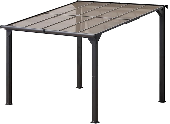 Gazebo, Wall Mounted Gazebos on Clearance, Outdoor Lean to Gazebo Awnings for Patio, Deck, Porch, Backyard (10 x 10)